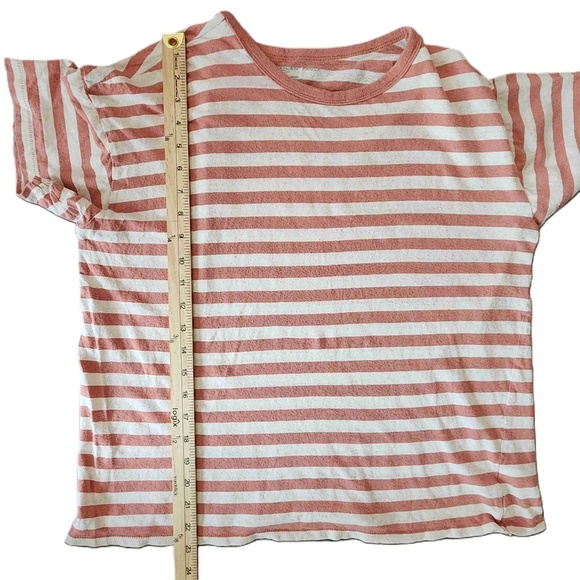 American Eagle Peach White Striped Short Sleeve Tee S - Picture 4 of 6